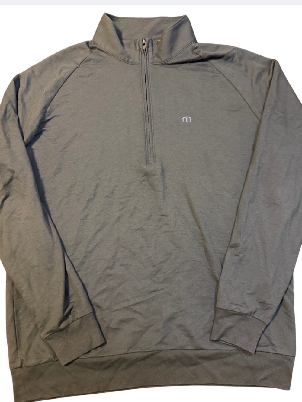 TravisMathew Mens Large Quarter Zip Pullover Black Golf Performance